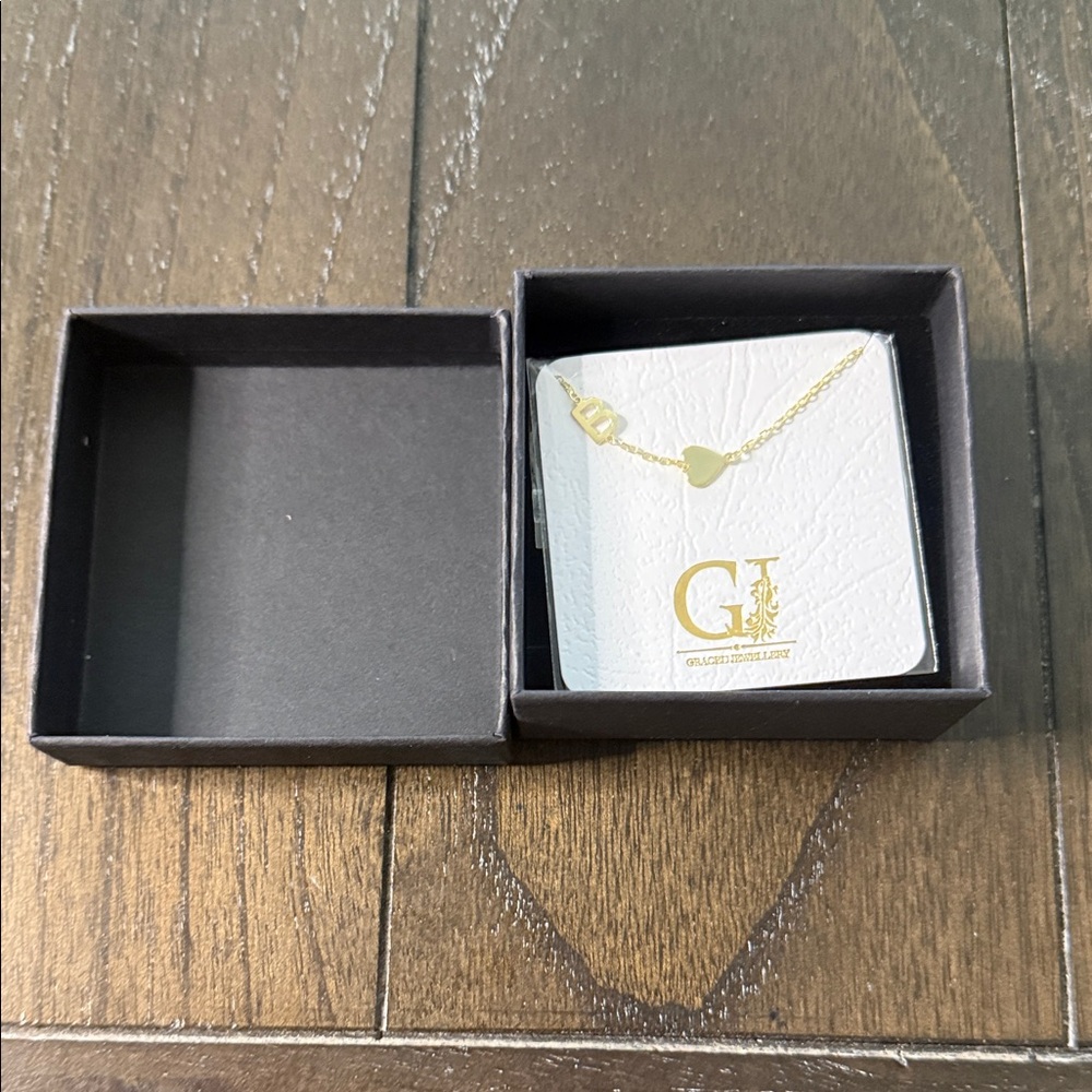 Gold Heart Pendant B initial Necklace 925 sterling silver